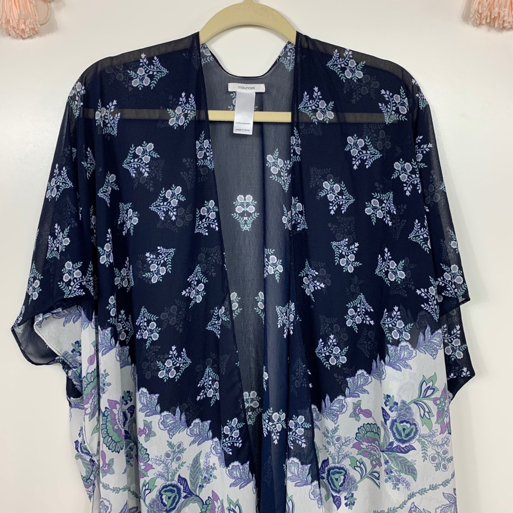 Maurices Border Print Open Front Kimono - Picture 4 of 8